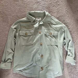 Hippie Rose Green Button Down Shirt with Adjustable Sleeves